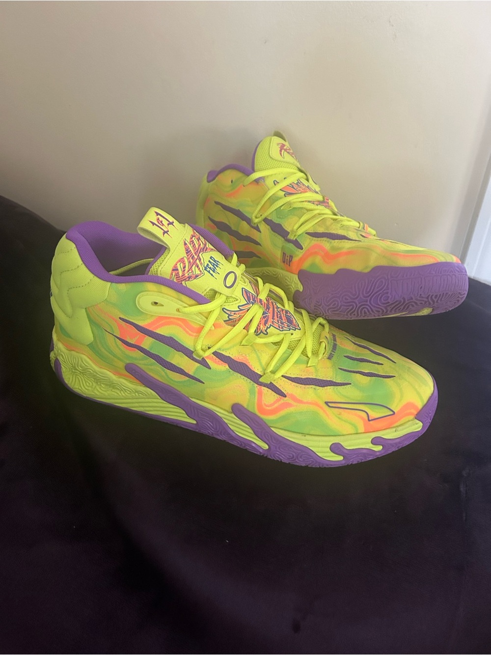 Puma Neon Yellow & Purple Men's Performance Sneakers “RARE 01ofONE MB3 SPARKS”